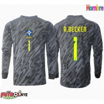 Camiseta Brasil Alisson Becker #1 Portero Visitante Equipación Copa America 2024 manga larga